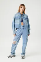 Women's Cropped Denim Jacket in Medium Denim, XS