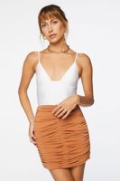 Women's Ruched High-Rise Mini Skirt in Praline Small