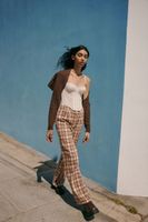 Women's Plaid Straight-Leg Pants Tan