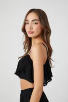 Women's Flounce Pom Cropped Cami