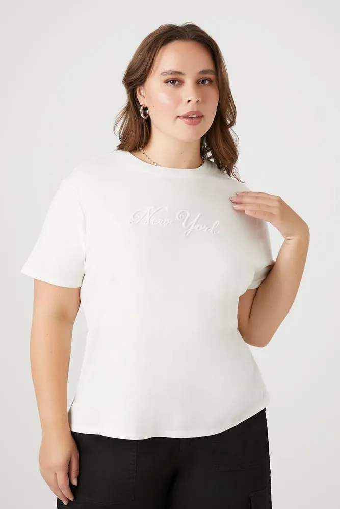 Women's New York Puff Graphic T-Shirt in Cream, 3X