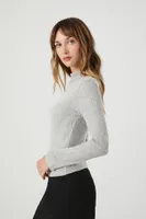 Women's Ribbed Knit Turtleneck Top in Heather Grey Large