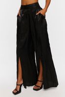 Women's Satin Split-Hem Palazzo Pants in Black Medium