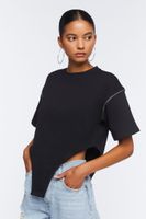 Women's Curved Hem Cropped T-Shirt in Black Small