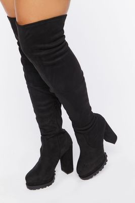 Women's Faux Suede Over-The-Knee Boots (Wide) Black,