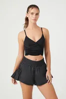 Women's Active Smocked Flare Shorts Black