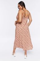 Women's Floral Print Maxi Dress in Blush, 0X