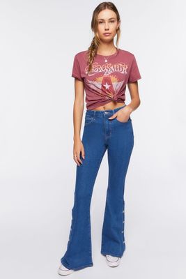 Women's Button-Hem Flare Jeans in Medium Denim, 29