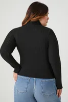 Women's Ribbed Turtleneck Top in Black, 1X