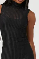 Women's Mesh Turtleneck Maxi Dress in Black Medium