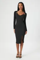 Women's Ribbed Combo Bodycon Midi Dress XL