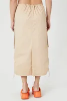 Women's Twill Toggle Drawstring Midi Skirt in Sand Small