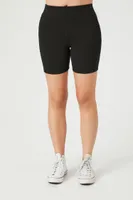 Women's Cotton-Blend Biker Shorts in Black Large