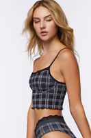 Women's Seamless Plaid Bralette in Black/Ivory Medium