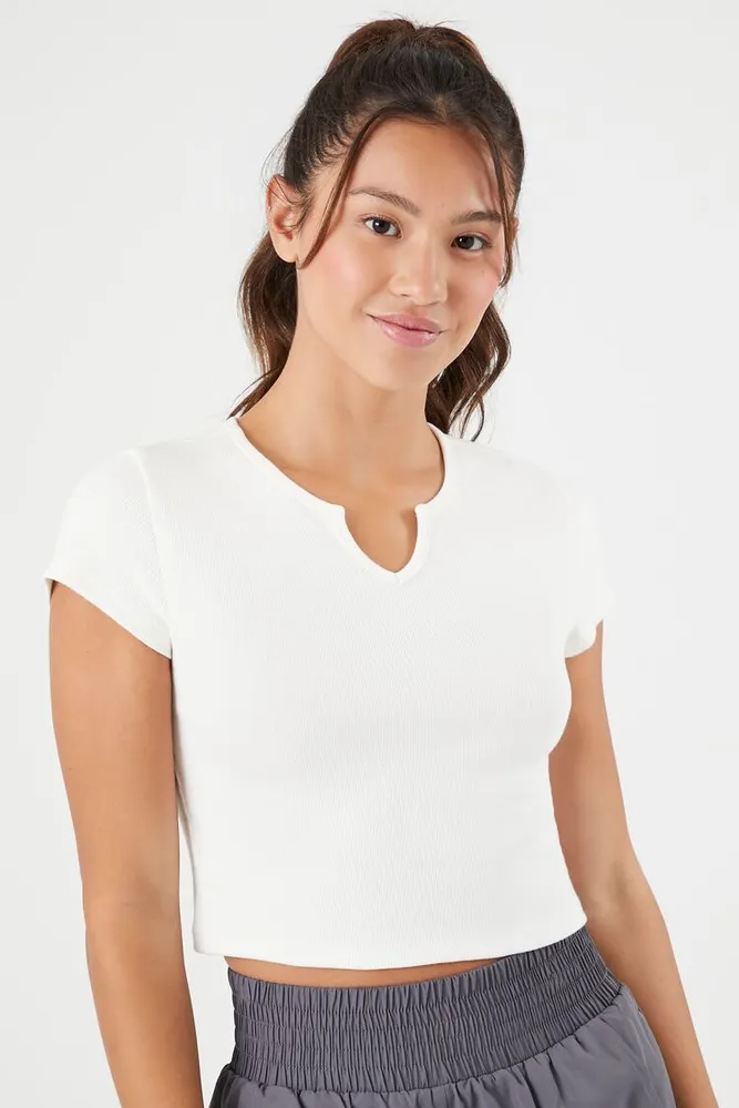 Women's Active Cropped Tee in Vanilla Large