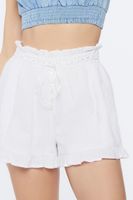 Women's High-Rise Paperbag Shorts in White Large