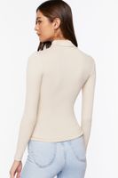 Women's Seamless Ribbed Turtleneck Top in Beige Medium