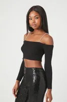 Women's Off-the-Shoulder Crop Top Black