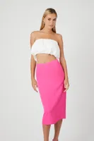 Women's Midi Column Skirt in Hot Pink Small