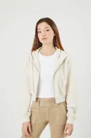 Women's Ribbed Cropped Zip-Up Hoodie