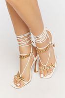 Women's Faux Leather Strappy Chain Heels in Cream, 7