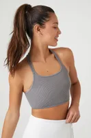 Women's Seamless Strappy Sports Bra in Dark Grey Large