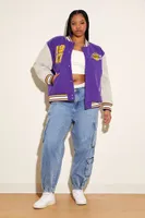 Women's Los Angeles Lakers Letterman Jacket in Purple/Cream, 3X