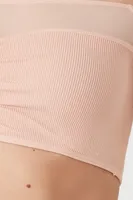 Women's Seamless Off-the-Shoulder Crop Top in Pink, S/M