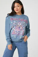 Women's Fleece Pink Floyd Graphic Pullover in Dusty Blue, XS