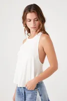 Women's Flowy Reverse High-Low Tank Top in Cream Small