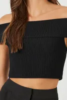 Women's Sweater-Knit Off-the-Shoulder Top Black