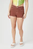 Women's Twill Mid-Rise Cargo Shorts in Brown Medium