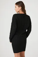 Women's Cable Knit Sweater Mini Dress