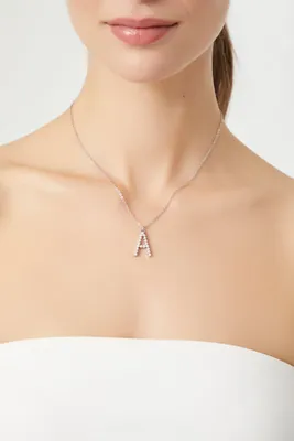 Women's Rhinestone Initial Pendant Necklace