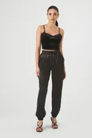 Women's Satin Drawstring Joggers Black