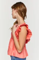 Women's Ruffled Tie-Back Babydoll Crop Top in Peach Bud Small
