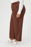 Women's Twill Wide-Leg Pants in Chocolate, 1X