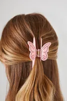 Rhinestone Butterfly Claw Hair Clip in Pink