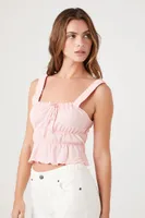 Women's Caged Lettuce-Edge Tank Top in Blush Large