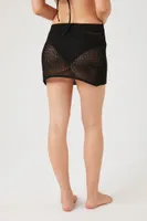 Women's Sheer Swim Cover-Up Skirt in Black Large