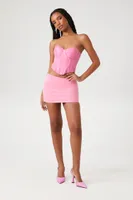 Women's Faux Leather Bustier Tube Top in Hot Pink Medium