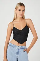 Women's Textured V-Hem Cropped Cami in Black, XL