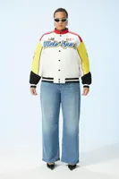 Women's Colorblock Moto Sport Jacket in White, 0X