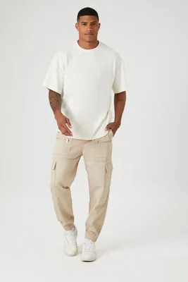 Men Drawstring Cargo Joggers in Taupe, XXL