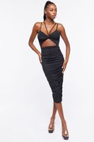 Women's Ruched Cutout Midi Dress