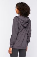 Women's Active Drawstring Zip-Up Hoodie in Charcoal Small