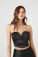 Women's Satin Sweetheart Tube Top Black