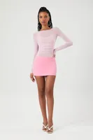 Women's Sheer Mesh Bodysuit in Pink Medium