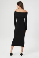 Women's Off-the-Shoulder Foldover Midi Sweater Dress