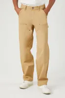 Men Twill Utility Straight-Leg Pants in Khaki, 33